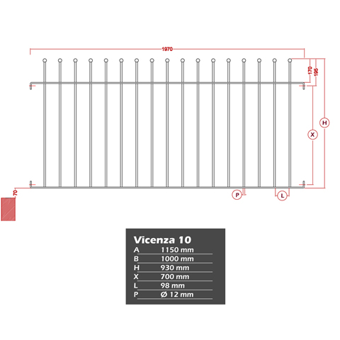 Grille de cloture VICENZA 10 prte  poser Grille hauteur 1m et 1,2m Clture VICENZA