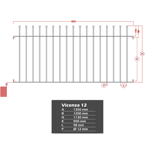 Grille de cloture VICENZA 12 prte  poser Grille hauteur 1m et 1,2m Clture VICENZA