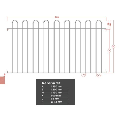 Grille de cloture VERONA 12 prte  poser Grille hauteur 1,2m Clture VERONA