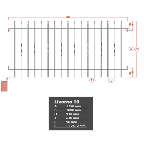 Grille cloture LIVORNO 10 prte  poser hauteur 1m et 1,2m Clture LIVORNO