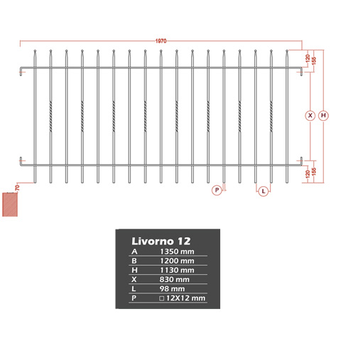 Grille cloture LIVORNO 12 prte  poser hauteur 1m et 1,2m Clture LIVORNO