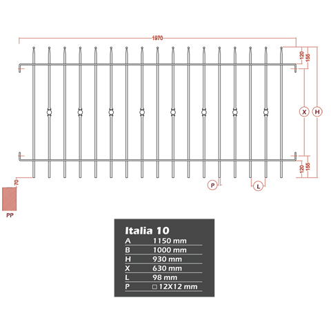 Grille cloture ITALIA 10 prte  poser Hauteur 1m, 1,2m et 1,5m Clture ITALIA