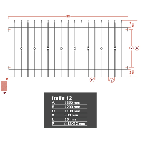 Grille cloture ITALIA 12 prte  poser Hauteur 1m, 1,2m et 1,5m Clture ITALIA