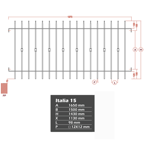 Grille cloture ITALIA 15 prte  poser Hauteur 1m, 1,2m et 1,5m Clture ITALIA