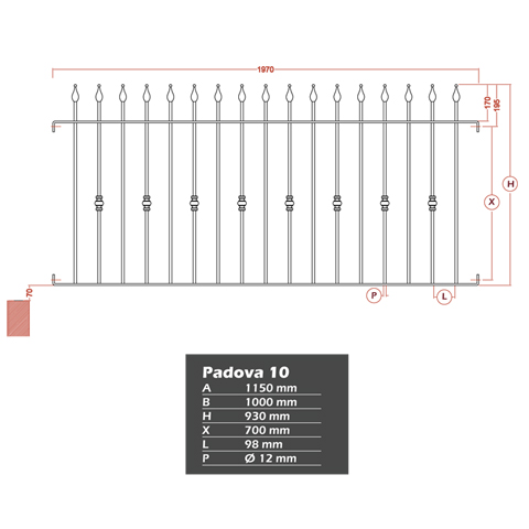 Grille de cloture PADOVA 10 prte  poser Hauteur 1m, 1,2m et 1,5m Clture PADOVA