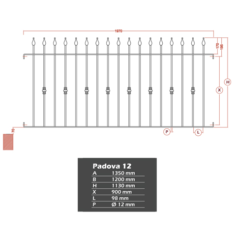 Grille de cloture PADOVA 12 prte  poser Hauteur 1m, 1,2m et 1,5m Clture PADOVA