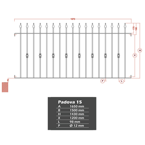 Grille de cloture PADOVA 15 prte  poser Hauteur 1m, 1,2m et 1,5m Clture PADOVA