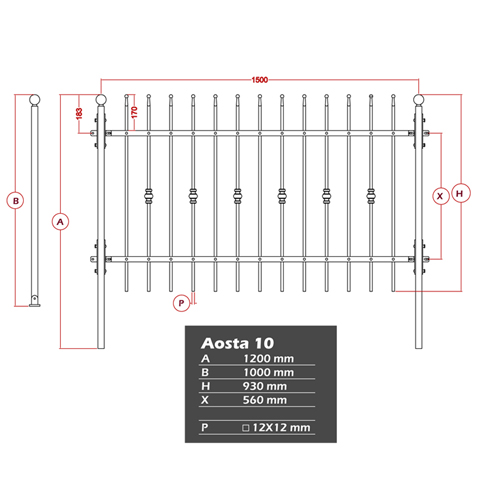 Prt  Poser et Kits Grille de cloture AOSTA 10 prte  poser