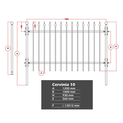 Prt  Poser et Kits Grille de cloture CERVINIA 10 prte  poser