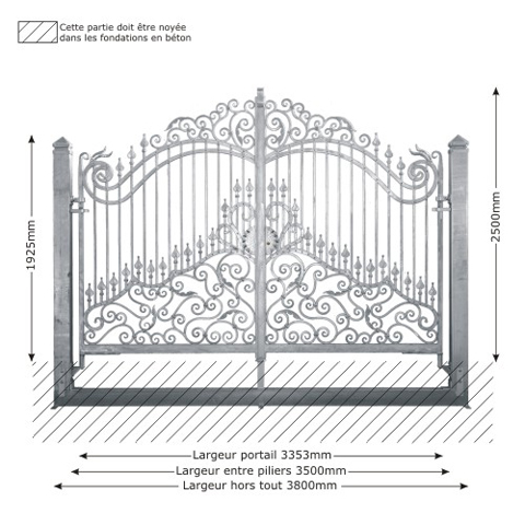 Portail DIANA 3,5m structure manuelle ouverture manuelle Portail DIANA