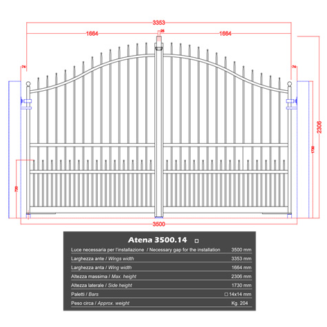 Portail ATENA 3,5m 14x14 structure motorisable ouverture motorisable Portail ATENA