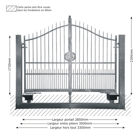 Portail ATENA 3m 12x12 structure motorisable ouverture motorisable Portail ATENA