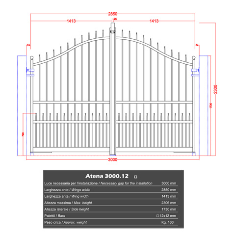 Portail ATENA 3m 12x12 ouverture manuelle ouverture manuelle Portail ATENA