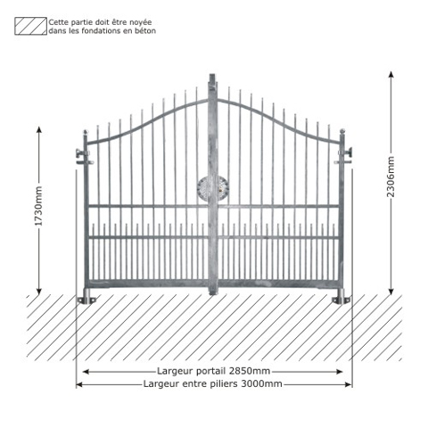 Portail ATENA 3m 12x12 ouverture manuelle ouverture manuelle Portail ATENA