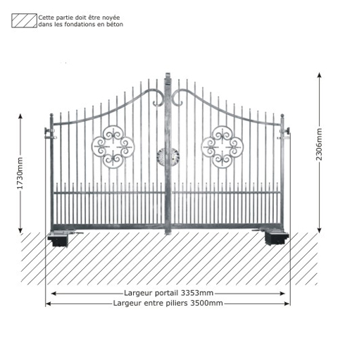 Portail AFRODITE 3,5m 14x14 ouverture motorisable ouverture mcanisable Portail AFRODITE