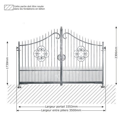 Portail AFRODITE 3,5m 14x14 ouverture manuelle ouverture manuelle Portail AFRODITE