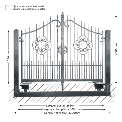 Portail AFRODITE 3m 14x14 structure motorisable ouverture mcanisable Portail AFRODITE