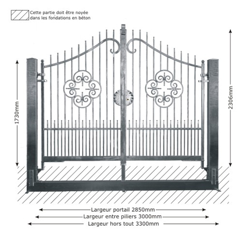 Portail AFRODITE 3m 14x14 structure  manuelle ouverture manuelle Portail AFRODITE