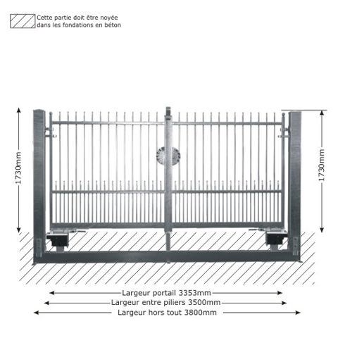 Portail IRIS 3,5m 12x12 structure motorisable ouverture mcanisable Portail IRIS et DEMETRA