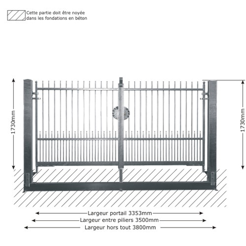 Portail IRIS 3,5m 12x12 structure  manuelle ouverture manuelle Portail IRIS et DEMETRA