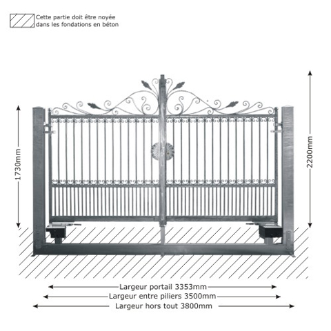 Portail ARTEMIDE 3,5m 14X14 structure motorisable ouverture mcanisable Portail ARTEMIDE