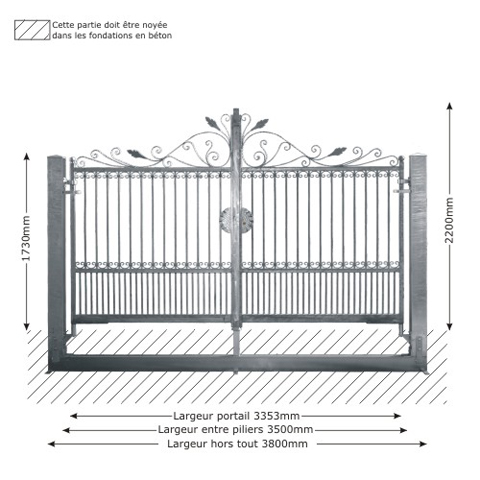 Portail ARTEMIDE 3,5m 14X14mm structure  manuelle ouverture manuelle Portail ARTEMIDE