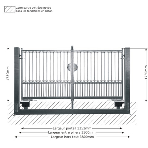 Portail GEA 3,5m 14x14 structure motorisable ouverture mcanisable Portail GEA