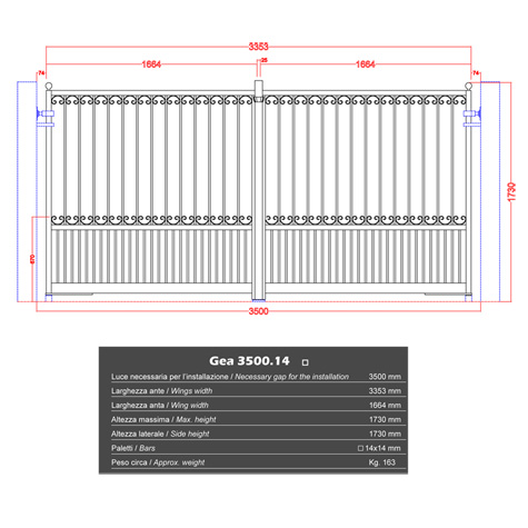 Portail GEA 3,5m 14x14 ouverture motorisable ouverture mcanisable Portail GEA