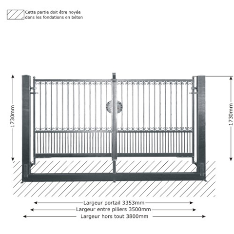 Portail GEA 3,5m 14x14mm structure  manuelle ouverture manuelle Portail GEA