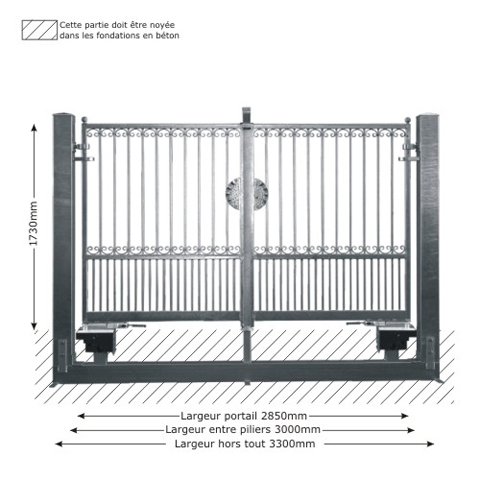 Portail GEA 3m 14x14mm structure motorisable ouverture mcanisable Portail GEA