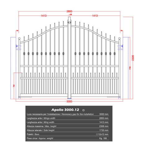 Portail APOLLO 3m 12x12 ouverture motorisable ouverture motorisable Portail APOLLO