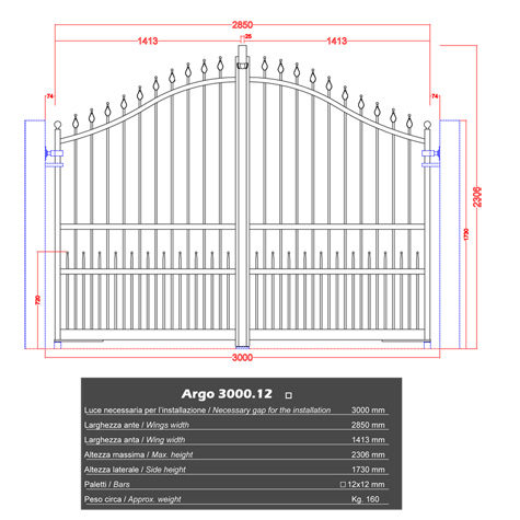 Portail ARGO 3m 12x12 structure motorisable ouverture motorisable Portail ARGO