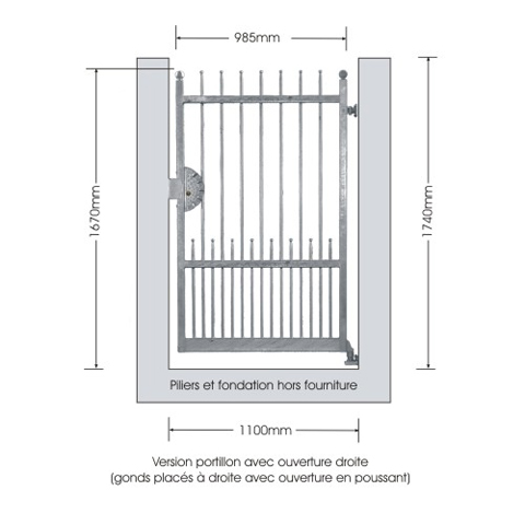 Portillon DEMETRA 1,1m 14mm sans poteaux AVEC ou SANS poteaux Portillon DEMETRA