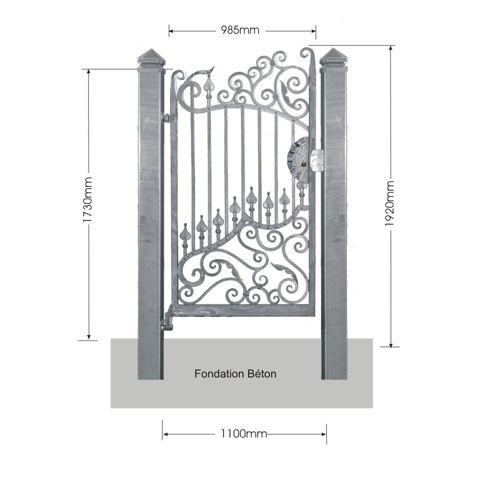 Portillon DIANA 1,1m 12x12mm avec poteaux AVEC ou SANS poteaux Portillon DIANA