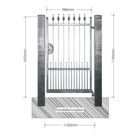 Portillon ARGO 1,1m 12x12mm avec poteaux AVEC ou SANS poteaux Portillon ARGO