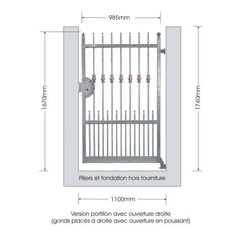 Portillon APOLLO 1,1m 12x12mm sans poteaux AVEC ou SANS poteaux Portillon APOLLO