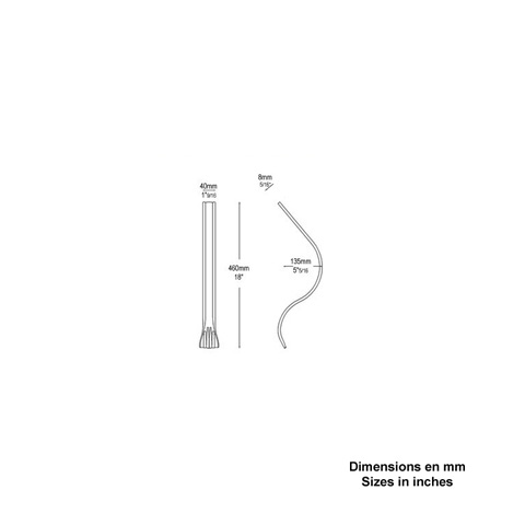 Crosse de dpart 40x8mm longueur 460x135mm acier profil forg Crosse Main courante profile