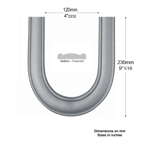 Coude de main courante 40x8mm cintre  180 en acier profil Coude Main courante profile