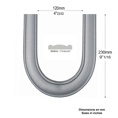 Coude 180 40x8mm Coude Main courante profile