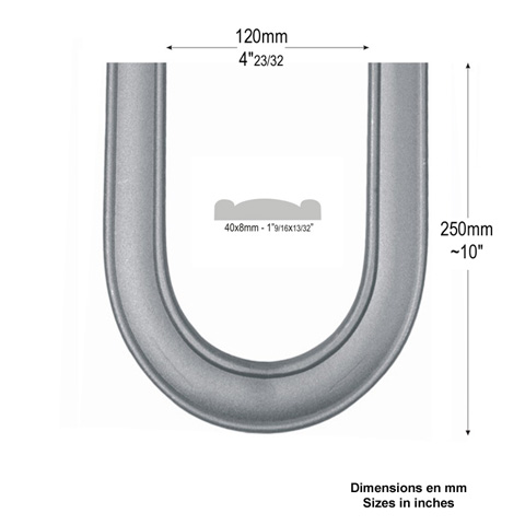 Coude de main courante 40x8mm cintre  180 en acier profil Coude Main courante profile