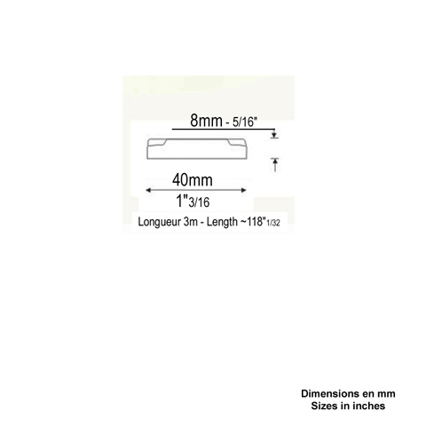 Profil, Barres Main courante 40x8mm longueur 3m acier martel sculpt