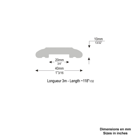 Main courante moulure 40x10mm longueur 3m acier moulur Acier Main courante moulure