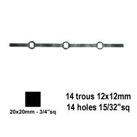 Profil, Barres Barres 14x14mm 14 trous renfls 12x12mm carrs pour clotures et grilles de dfe