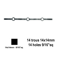 Profil, Barres Barres 14x14mm 14 trous renfls 12x12mm carrs pour clotures et grilles de dfe