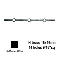 Profil, Barres Barres 14x14mm 14 trous renfls 12x12mm carrs pour clotures et grilles de dfe