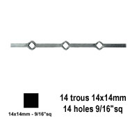 Profil, Barres Barres 14x14mm 14 trous renfls 12x12mm carrs pour clotures et grilles de dfe