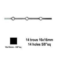 Profil, Barres Barres 14x14mm 14 trous renfls 12x12mm carrs pour clotures et grilles de dfe