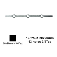 Profil, Barres Barres 14x14mm 14 trous renfls 12x12mm carrs pour clotures et grilles de dfe