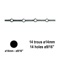 Profil, Barres Barres 14x14mm 14 trous renfls 12x12mm carrs pour clotures et grilles de dfe