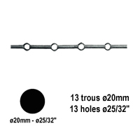 Profil, Barres Barres 14x14mm 14 trous renfls 12x12mm carrs pour clotures et grilles de dfe